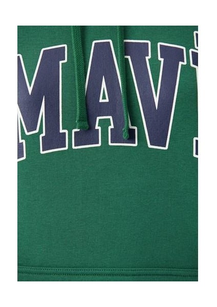 Mavi Logo Baskılı Kapüşonlu Yeşil Sweatshirt 1600361-71892