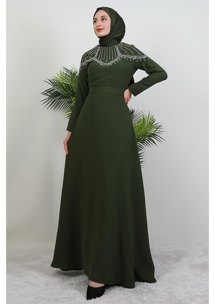 Nisan Taşlı Elbise Haki modelleri