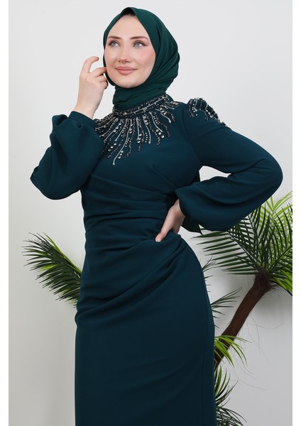 Nehir Tesettür Elbise Zümrüt indirimleri