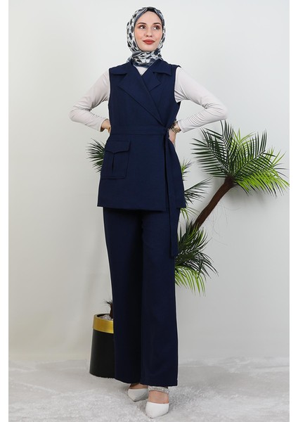 Tek Cepli Kruvaze Yaka Takım Lacivert modelleri