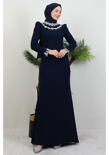 Çiçek Taşlı Elbise Lacivert fiyatları