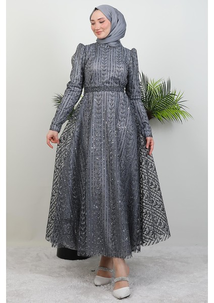 Eva Simli Tesettür Elbise Gri fiyatları