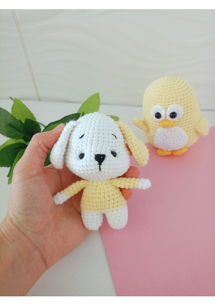 Amigurumi Sarı Oyuncaklar Penguen ve Köpek