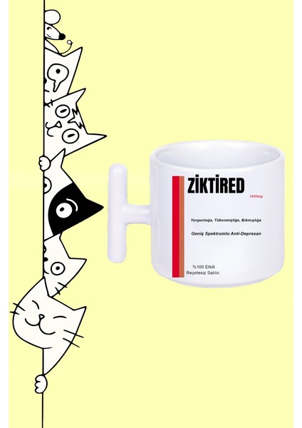 Yorgunluğa Tükenmişliğe Bıkmışlığa Ziktired Moddo Tasarım Baskılı Beyaz T Sap Kupa Bardak