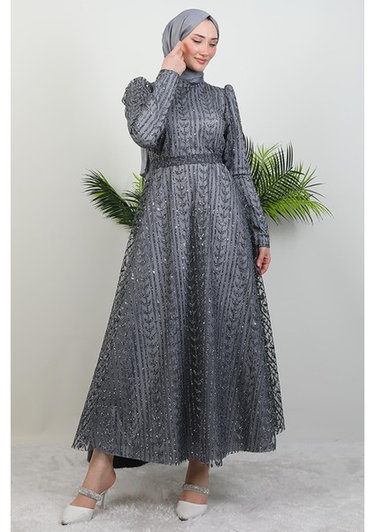 Eva Simli Tesettür Elbise Gri fırsatları