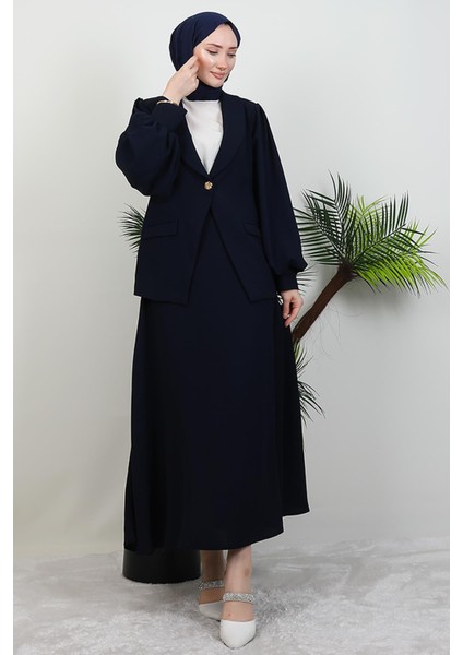 Balon Kol Tek Düğmeli Takım Lacivert fiyatları