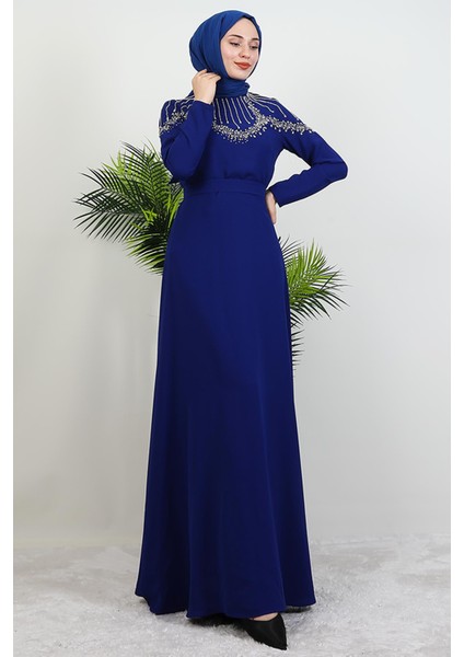 Nisan Taşlı Elbise Gece Mavi fiyatları