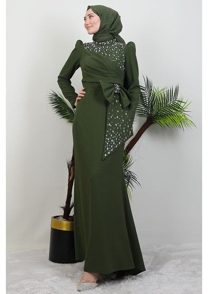 Safir Tesettür Elbise Haki