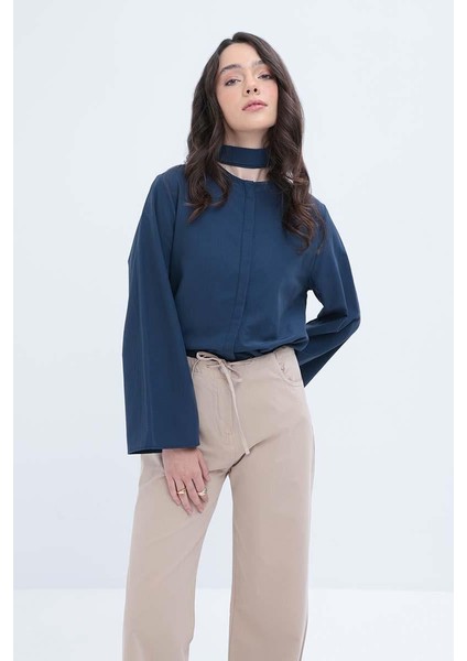 Bej-Likralı Geniş Paça Gabardin Pantolon indirimleri