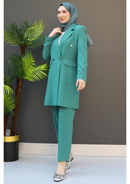 Blazer Ceket Takım Mint