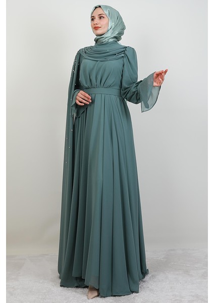 Karanfil Pelerinli Elbise Mint