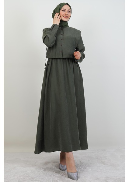 Ebra Modal Elbise Haki