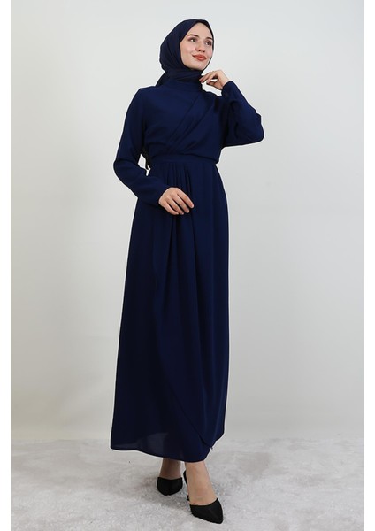 Tuay Pile Detay Elbise Lacivert