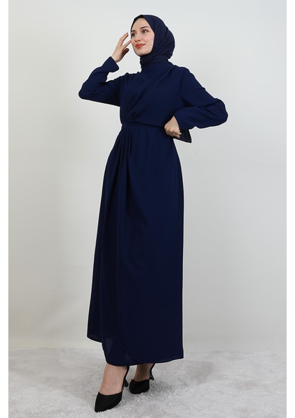 Tuay Pile Detay Elbise Lacivert modelleri