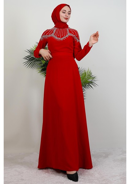 Nisan Taşlı Elbise Kırmızı fiyatları