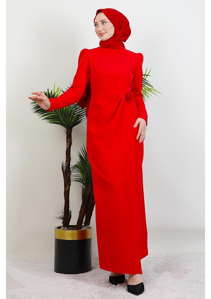 Sedef Güllü Elbise Kırmızı