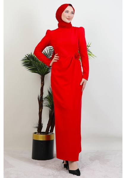 Sedef Güllü Elbise Kırmızı modelleri