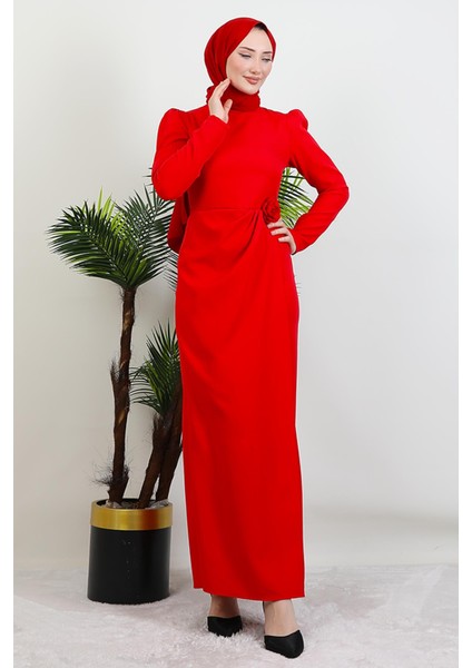 Sedef Güllü Elbise Kırmızı fırsatları