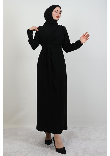 Tuay Pile Detay Elbise Siyah fırsatları