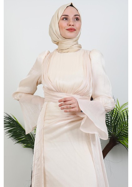 Kolu Volanlı Yoryo Elbise Kavuniçi indirimleri