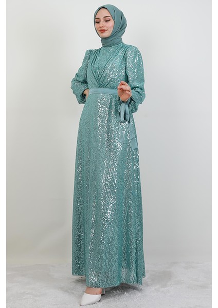 Göğsü V Drapeli Elbise Mint fiyatları