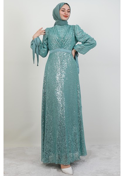 Göğsü V Drapeli Elbise Mint fırsatları