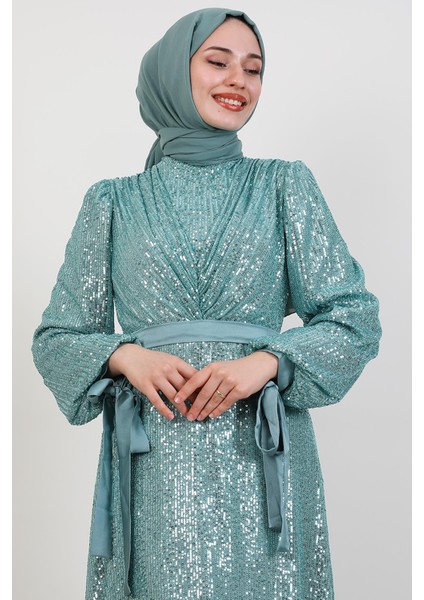 Göğsü V Drapeli Elbise Mint indirimleri