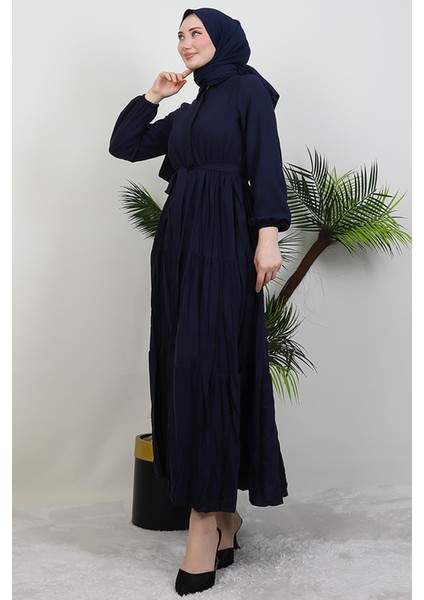 Evren Düğmeli Elbise Lacivert modelleri