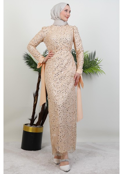 Sena Pullu Elbise Gold