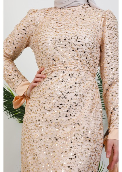 Sena Pullu Elbise Gold