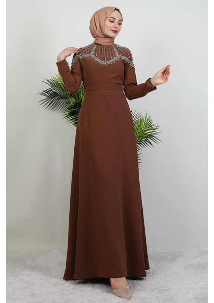 Nisan Taşlı Elbise Açık Kahve fiyatları