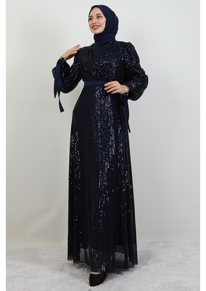 Göğsü V Drapeli Elbise Lacivert modelleri