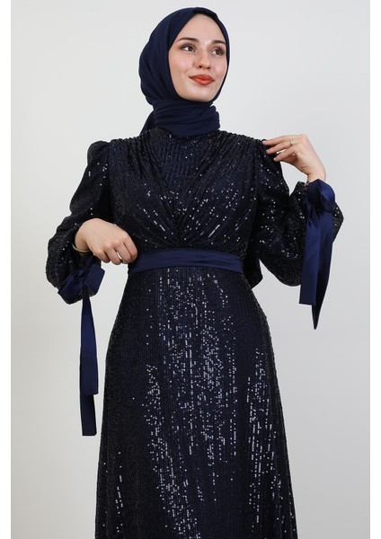 Göğsü V Drapeli Elbise Lacivert indirimleri