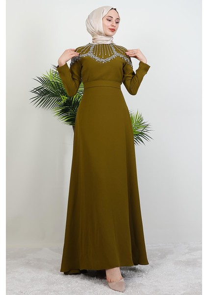 Nisan Taşlı Elbise Yağ Yeşil fiyatları
