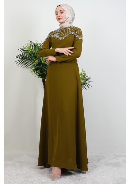 Nisan Taşlı Elbise Yağ Yeşil fırsatları