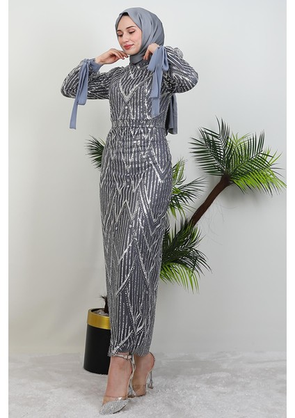 Sevil Simli Elbise Gri fırsatları