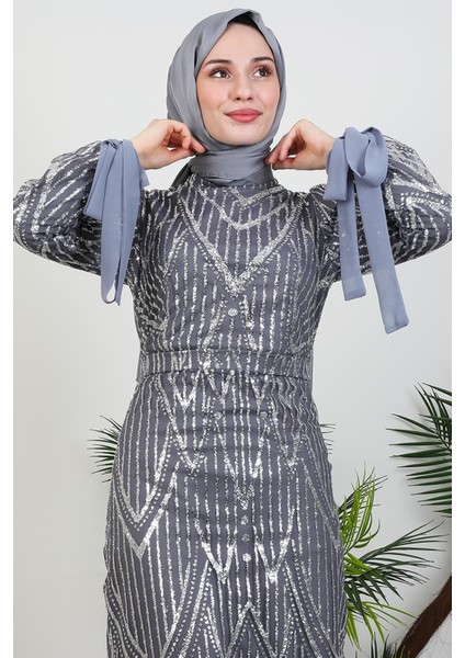 Sevil Simli Elbise Gri indirimleri