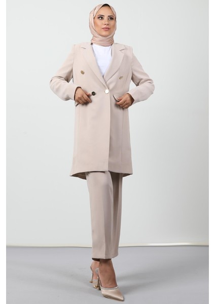 Blazer Ceket Takım Bej