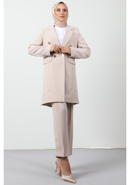 Blazer Ceket Takım Bej modelleri