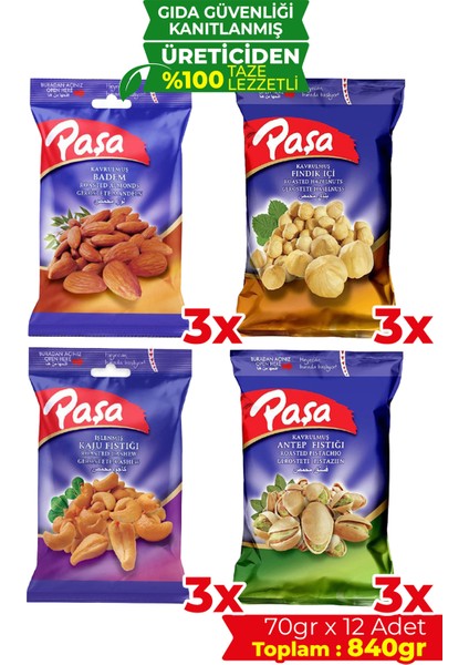 Karışık Kuruyemiş 70 gr x 12 Adet (840 gr)