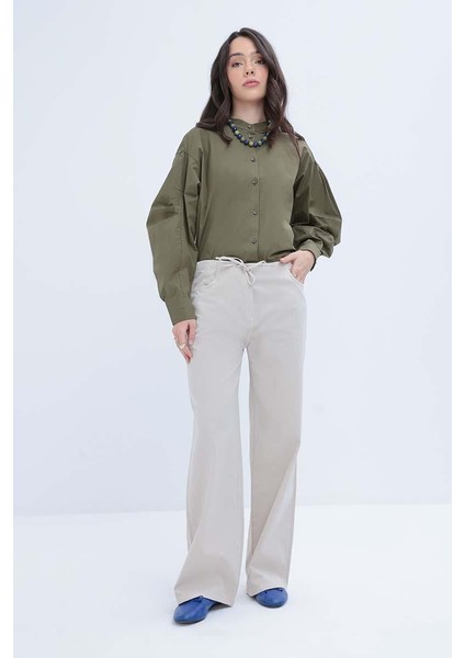 Taş-Likralı Geniş Paça Gabardin Pantolon fiyatları