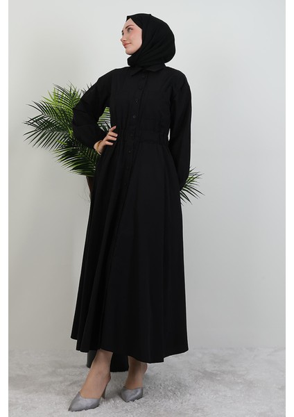 Çift Cepli Poplin Elbise Siyah modelleri