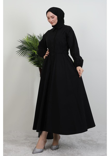 Çift Cepli Poplin Elbise Siyah fırsatları