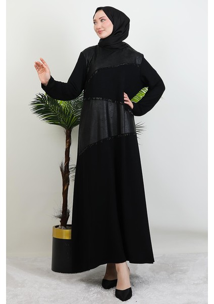 Asimetrik Detay Elbise Siyah