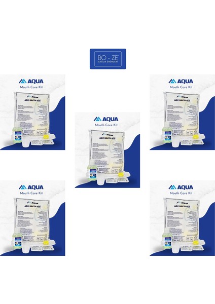 Aqua Ağız Bakım Seti 20 Adet Süngerli Swab + 50 ml Gargara + 5 Adet Nemlendirici 5 Paket