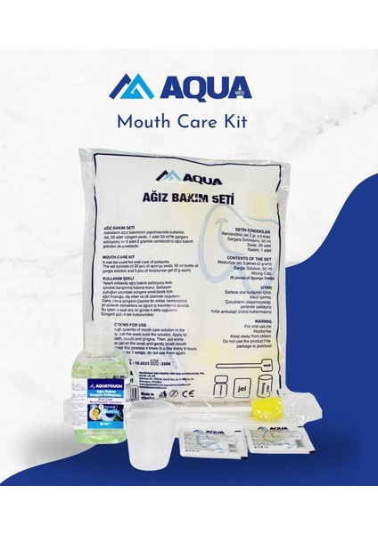 Aqua Ağız Bakım Seti 20 Adet Süngerli Swab + 50 ml Gargara + 5 Adet Nemlendirici 5 Paket fiyatları