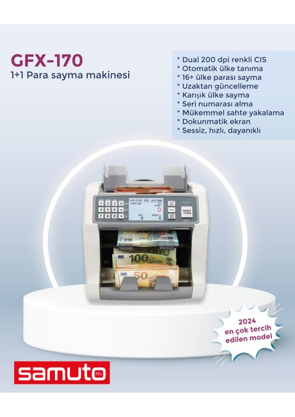 MODEL-170 para sayma makinesi. Sahte algılamada rakipsiz