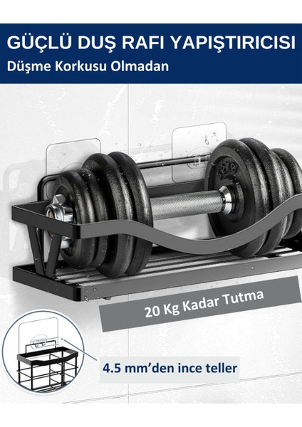 10 Lu Güçlü Kendinden Yapışkanlı Kancalar Köşe Rafı Banyo Rafı Duş Rafı Kancası, Su Geçirmez Askı
