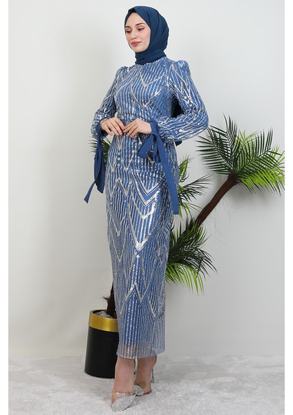 Sevil Simli Elbise Indigo fırsatları
