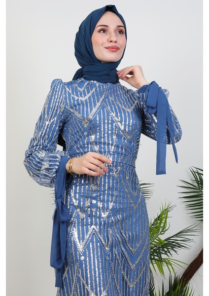 Sevil Simli Elbise Indigo indirimleri